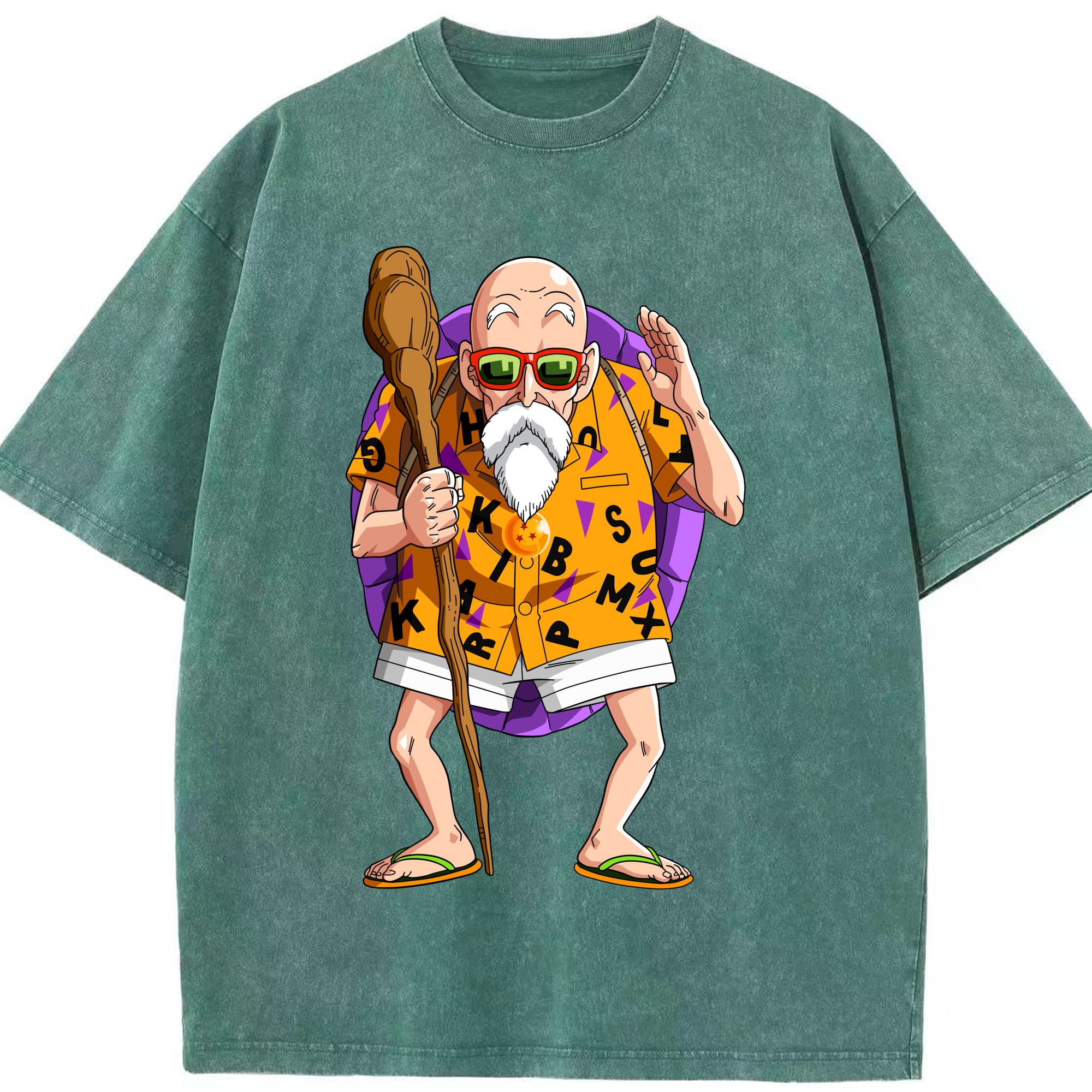 （画像用） ドラゴンボール 亀仙人（かめせんにん） DRAGON BALL Master Roshi Kame Sennin 綿100% ヴィンテージ風 半袖Tシャツ（フロントプリント）